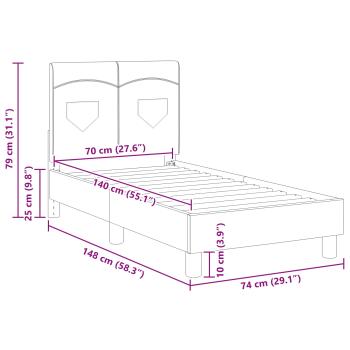 Kinderbettgestell mit Kopfteil Hellgrau 70 x 140 cm Stoff