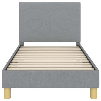 Kinderbettgestell mit Kopfteil Hellgrau 80 x 160 cm Stoff