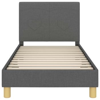 Kinderbettgestell mit Kopfteil Dunkelgrau 80 x 160 cm Stoff