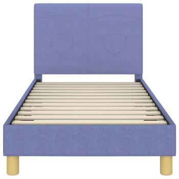 Kinderbettgestell mit Kopfteil Jeans blau 80 x 160 cm Stoff