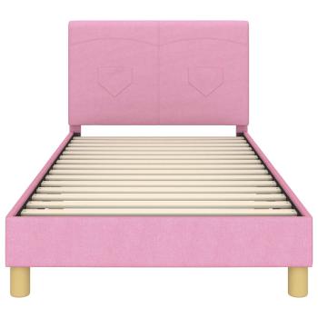 Kinderbettgestell mit Kopfteil Rosa 90 x 190 cm Stoff