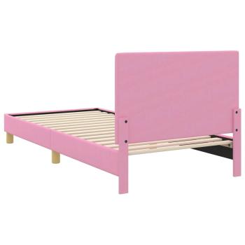 Kinderbettgestell mit Kopfteil Rosa 90 x 200 cm Stoff