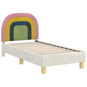 Kinderbettgestell mit Kopfteil Creme 70 x 140 cm Samt