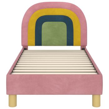 Kinderbettgestell mit Kopfteil Rosa 70 x 140 cm Samt