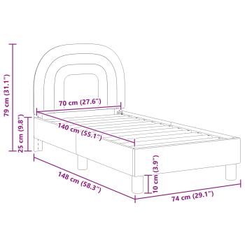 Kinderbettgestell mit Kopfteil Rosa 70 x 140 cm Samt