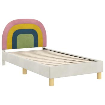 Kinderbettgestell mit Kopfteil Creme 80 x 160 cm Samt