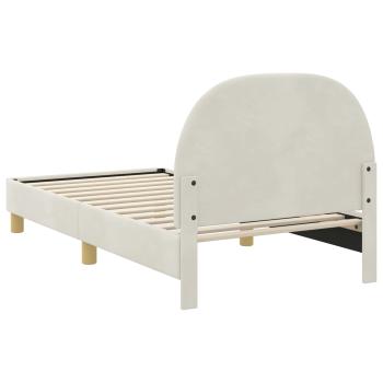Kinderbettgestell mit Kopfteil Creme 80 x 160 cm Samt
