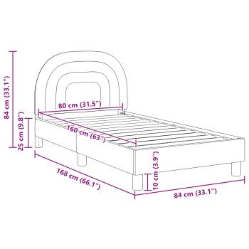 Kinderbettgestell mit Kopfteil Creme 80 x 160 cm Samt