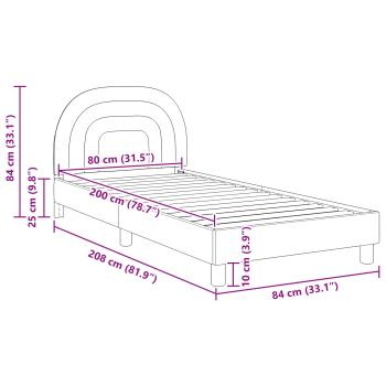 Kinderbettgestell mit Kopfteil Creme 80 x 200 cm Samt