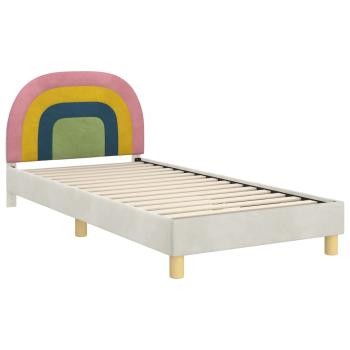 Kinderbettgestell mit Kopfteil Creme 90 x 200 cm Samt