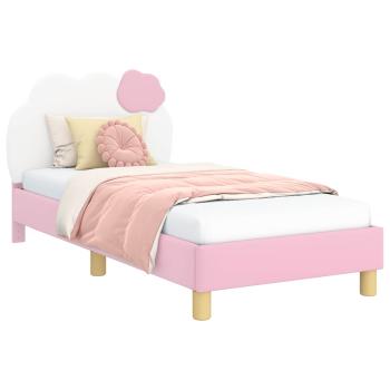 Kinderbettgestell mit Kopfteil mit Kopfteil Rosa 80 x 160 cm PU