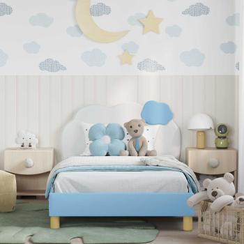 Kinderbettgestell mit Kopfteil Blau 80 x 200 cm PU