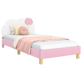 Kinderbettgestell mit Kopfteil mit Kopfteil Rosa 90 x 190 cm PU