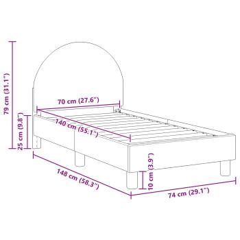 Kinderbettgestell mit Kopfteil Hellgrau 70 x 140 cm Schafstoff