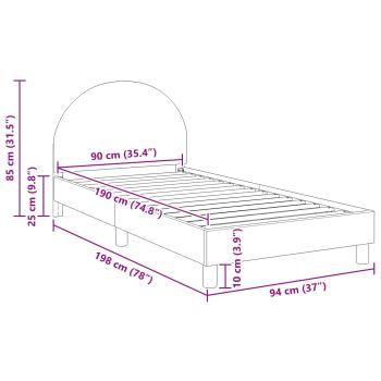 Kinderbettgestell mit Kopfteil Creme 90 x 190 cm Schafstoff