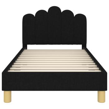 Kinderbettgestell mit Kopfteil Schwarz 80 x 160 cm Stoff