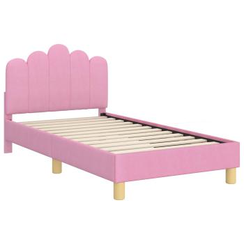 Kinderbettgestell mit Kopfteil Rosa 80 x 160 cm Stoff