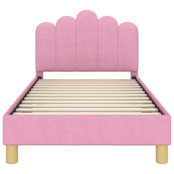 Kinderbettgestell mit Kopfteil Rosa 80 x 160 cm Stoff