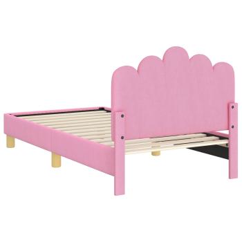 Kinderbettgestell mit Kopfteil Rosa 80 x 160 cm Stoff