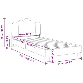 Kinderbettgestell mit Kopfteil Schwarz 80 x 200 cm Stoff