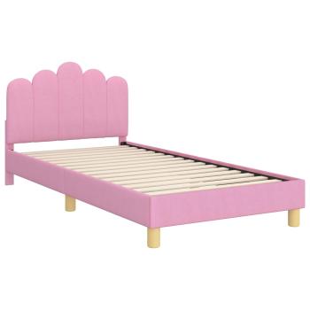 Kinderbettgestell mit Kopfteil Rosa 80 x 200 cm Stoff