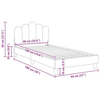 Kinderbettgestell mit Kopfteil Schwarz 90 x 190 cm Stoff