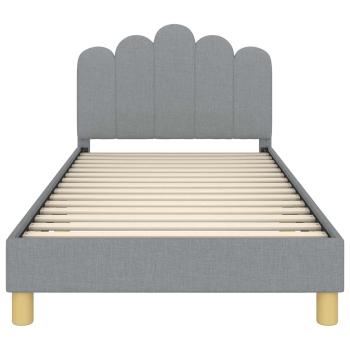 Kinderbettgestell mit Kopfteil Hellgrau 90 x 200 cm Stoff