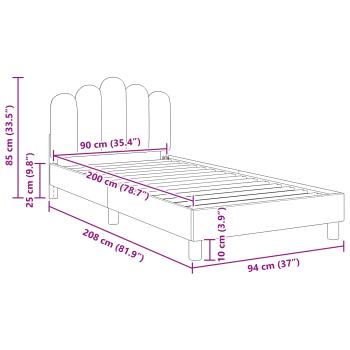 Kinderbettgestell mit Kopfteil Schwarz 90 x 200 cm Stoff