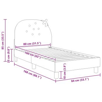 Kinderbettgestell mit Kopfteil Rosa 80 x 160 cm Samt