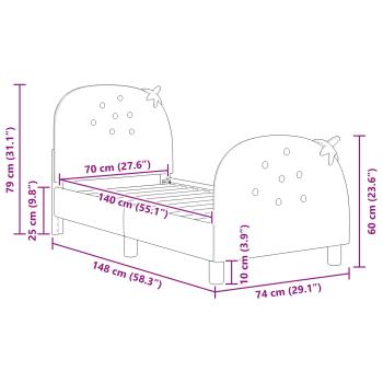 ARDEBO.de - Kinderbettgestell mit Kopfteil Rosa 70 x 140 cm Samt