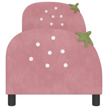 Kinderbettgestell mit Kopfteil Rosa 70 x 140 cm Samt