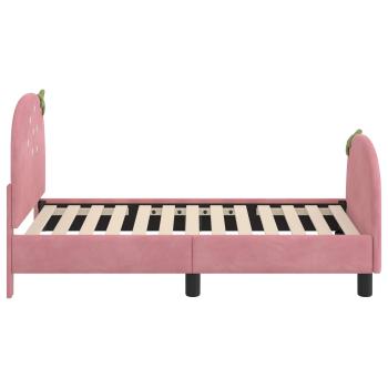 Kinderbettgestell mit Kopfteil Rosa 70 x 140 cm Samt