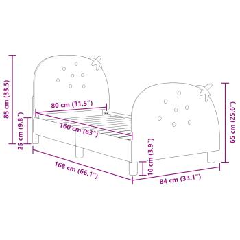 Kinderbettgestell mit Kopfteil Rosa 80 x 160 cm Samt