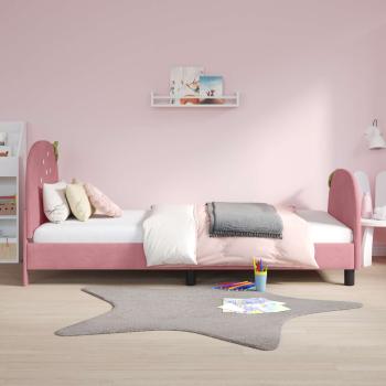 Kinderbettgestell mit Kopfteil Rosa 80 x 200 cm Samt