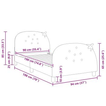 Kinderbettgestell mit Kopfteil Rosa 90 x 190 cm Samt