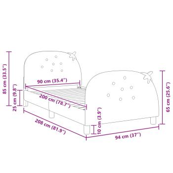 Kinderbettgestell mit Kopfteil Rosa 90 x 200 cm Samt
