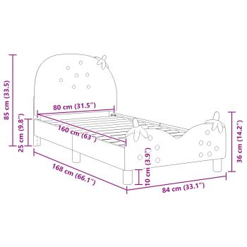 Kinderbettgestell mit Kopfteil Rosa 80 x 160 cm Samt