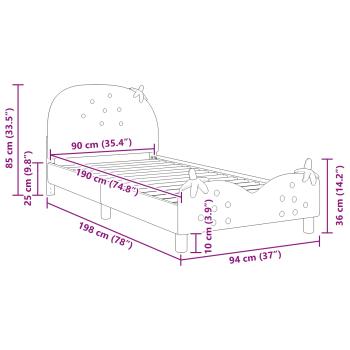 Kinderbettgestell mit Kopfteil Rosa 90 x 190 cm Samt