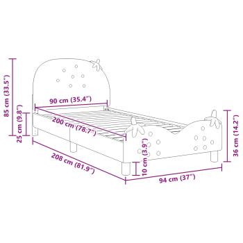 Kinderbettgestell mit Kopfteil Rosa 90 x 200 cm Samt