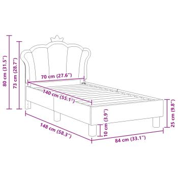 Kinderbettgestell mit Kopfteil mit Kopfteil Rosa 70 x 140 cm PU