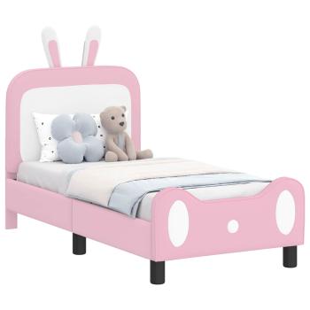 Kinderbettgestell mit Kopfteil Rosa 70 x 140 cm PU