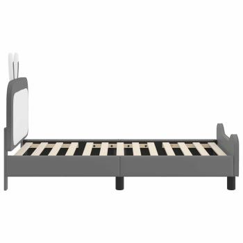 Kinderbettgestell mit Kopfteil Hellgrau 80 x 160 cm PU