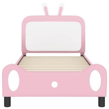 Kinderbettgestell mit Kopfteil mit Kopfteil Rosa 90 x 190 cm PU