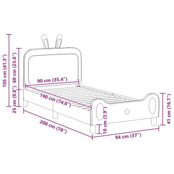 Kinderbettgestell mit Kopfteil mit Kopfteil Rosa 90 x 190 cm PU