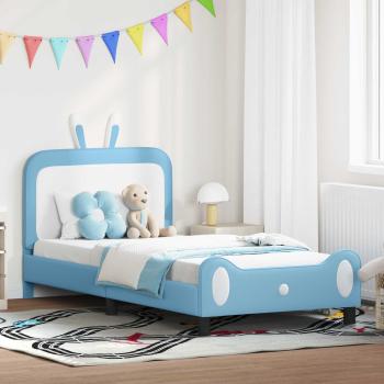 ARDEBO.de - Kinderbettgestell mit Kopfteil mit Kopfteil Blau 90 x 190 cm PU