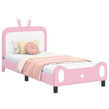 Kinderbettgestell mit Kopfteil mit Kopfteil Rosa 90 x 200 cm PU