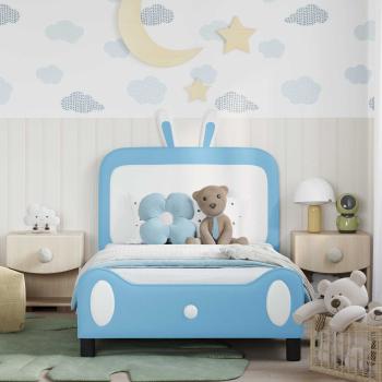 Kinderbettgestell mit Kopfteil mit Kopfteil Blau 90 x 200 cm PU