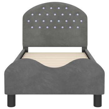 Kinderbettgestell mit Kopfteil Dunkelgrau 70 x 140 cm Samt