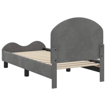 Kinderbettgestell mit Kopfteil Dunkelgrau 70 x 140 cm Samt