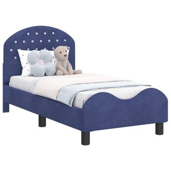 Kinderbettgestell mit Kopfteil Polizeiblau 70 x 140 cm Samt